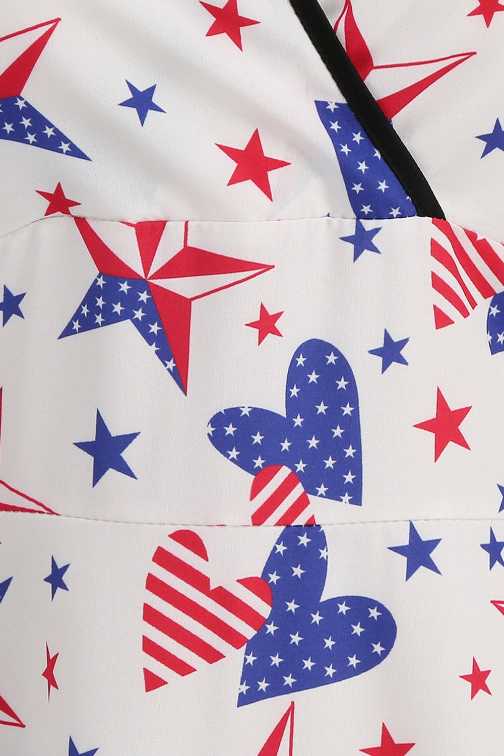 White Stars Printed V-Neck 1950s Dress With Belt sold by Zapaka product image thumbnail 4