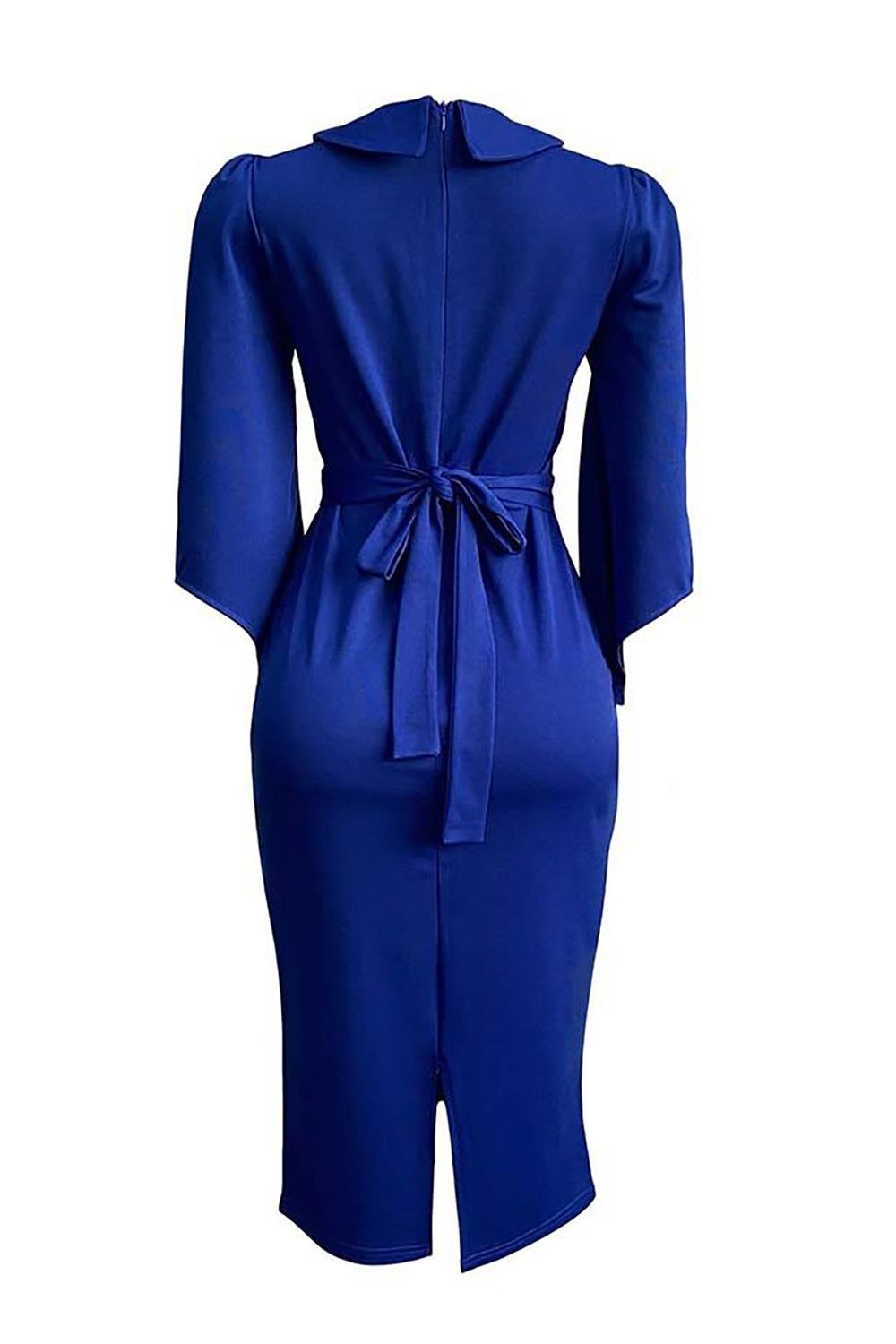 Navy Bodycon 3/4 Sleeves Midi Work Dress With Button sold by Zapaka product image thumbnail 3