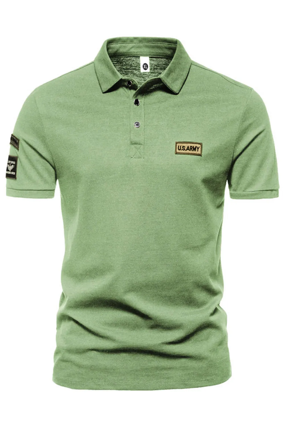 Green Short Sleeves Solid Stretch Cotton Men's Polo Shirt sold by Zapaka