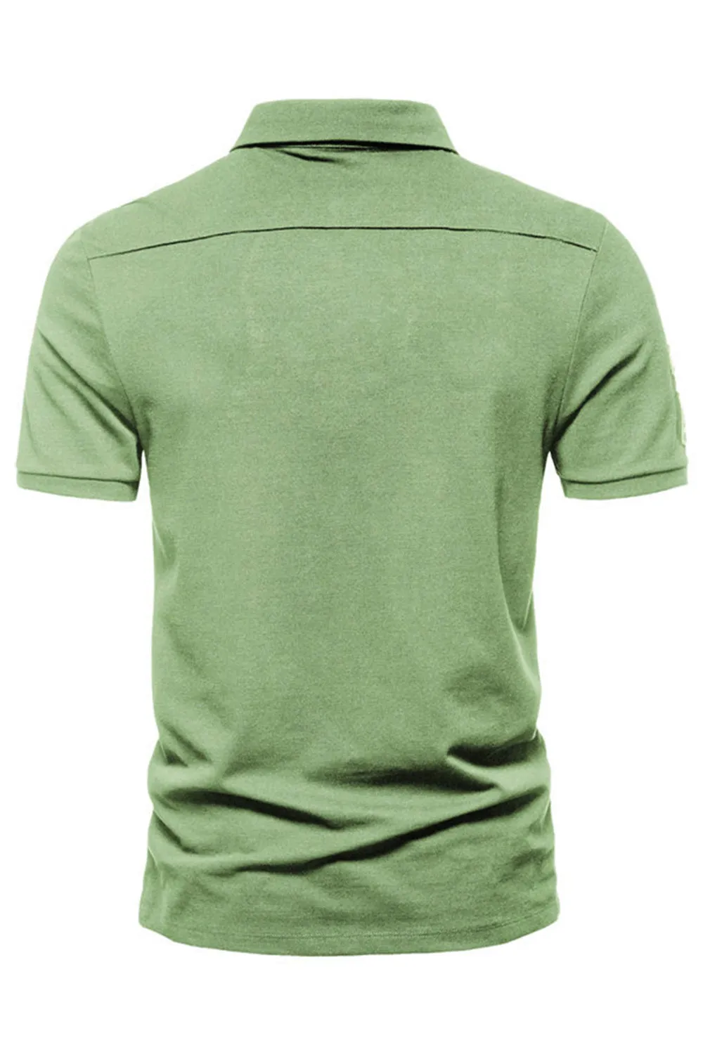 Green Short Sleeves Solid Stretch Cotton Men's Polo Shirt sold by Zapaka product image thumbnail 2