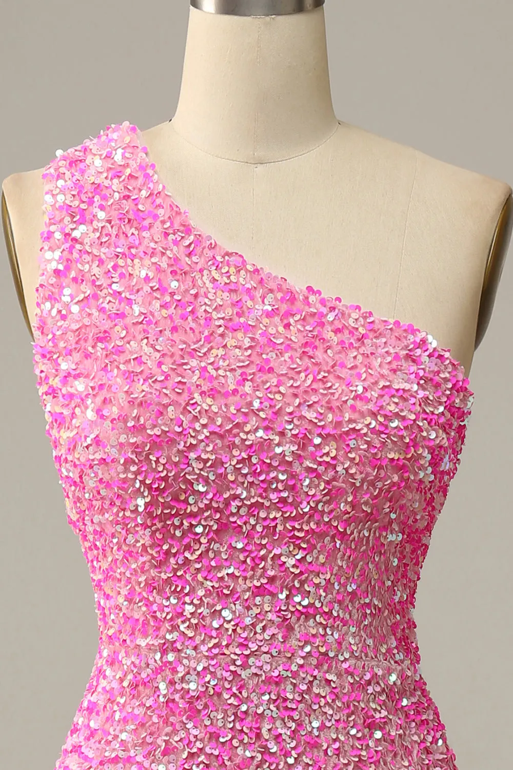 Fuchsia Sequined One Shoulder Mermaid Prom Dress With Slit sold by Zapaka product image thumbnail 5