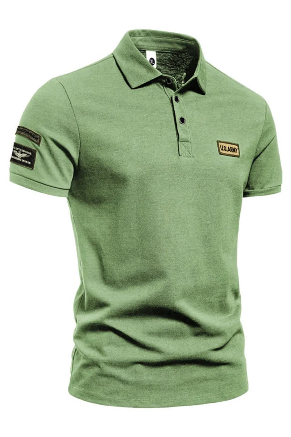 Green Short Sleeves Solid Stretch Cotton Men's Polo Shirt sold by Zapaka product image thumbnail 3