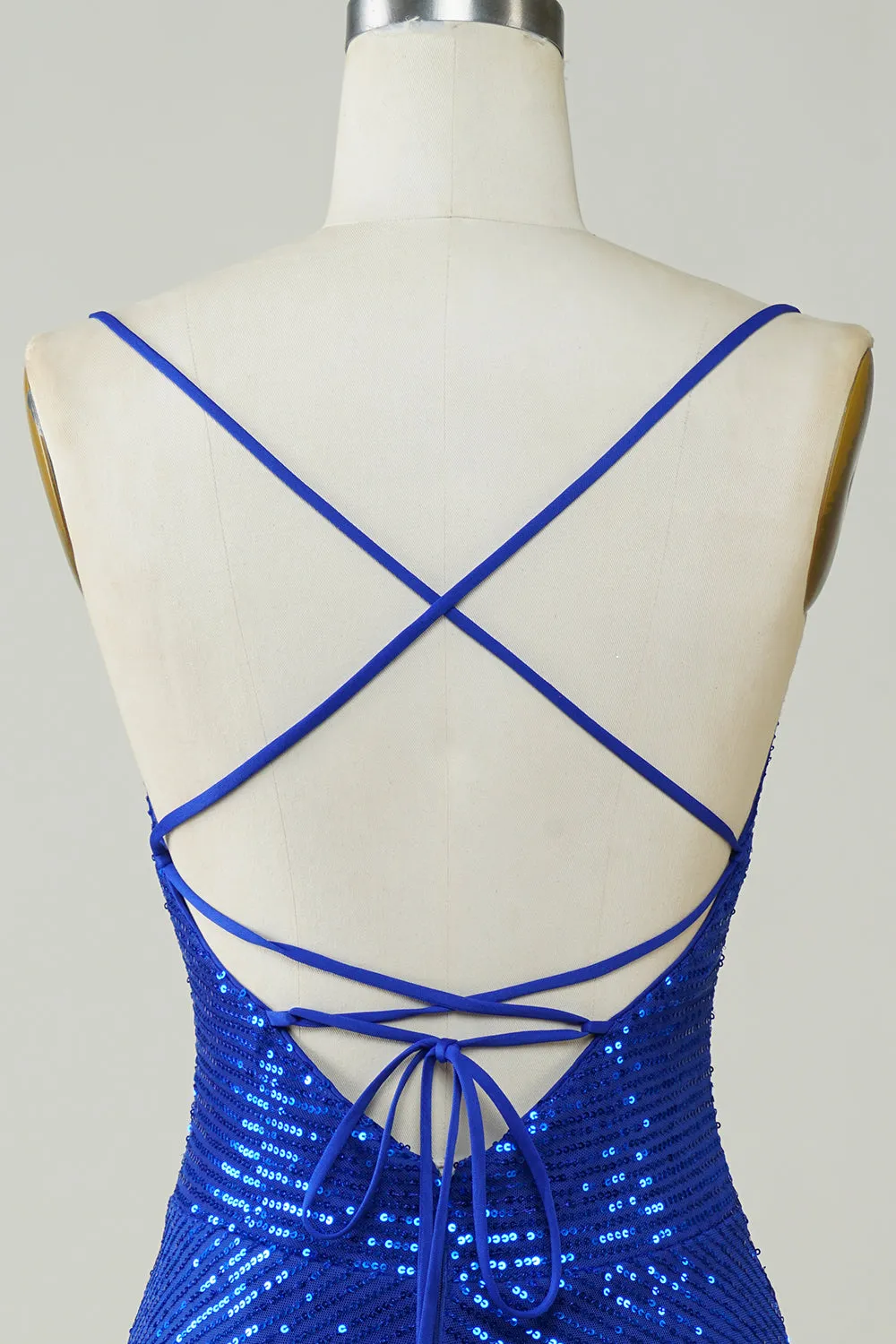 Sparkly Bodycon Spaghetti Straps Royal Blue Sequins Short Homecoming Dress sold by Zapaka product image thumbnail 5