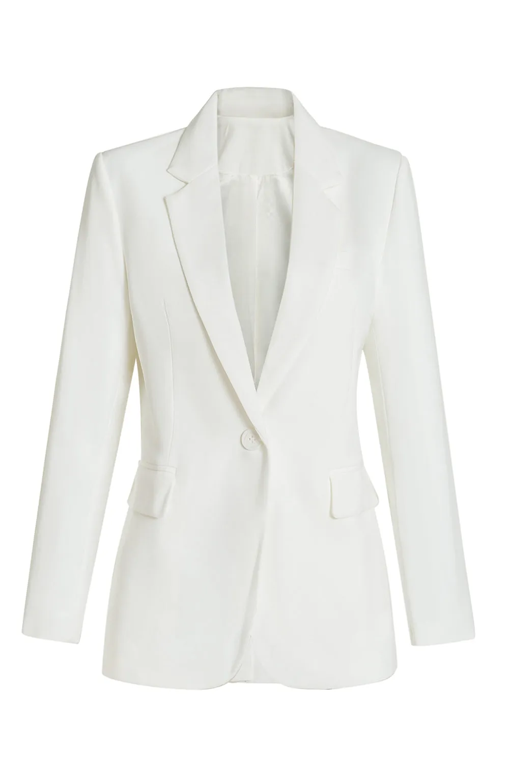 White Notched Lapel Women Blazer sold by Zapaka