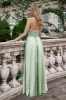Green A Line Pleated Strapless Keyhole Maxi Bridesmaid Dress With Slit sold by Zapaka