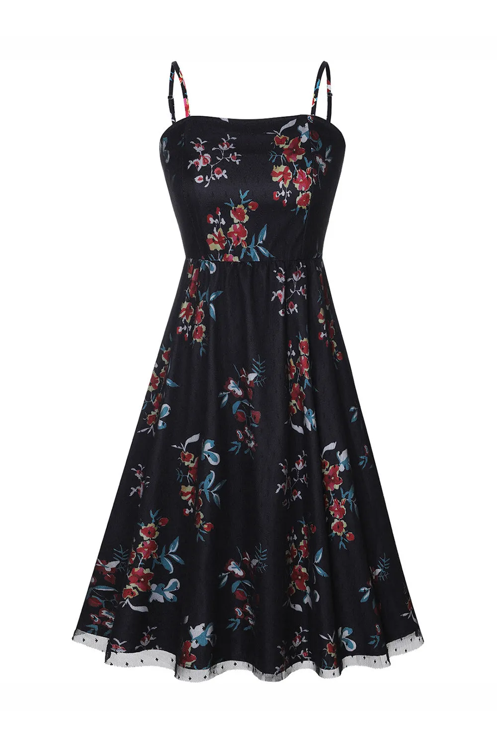 Black Printed 1950s Pin Up Dress sold by Zapaka