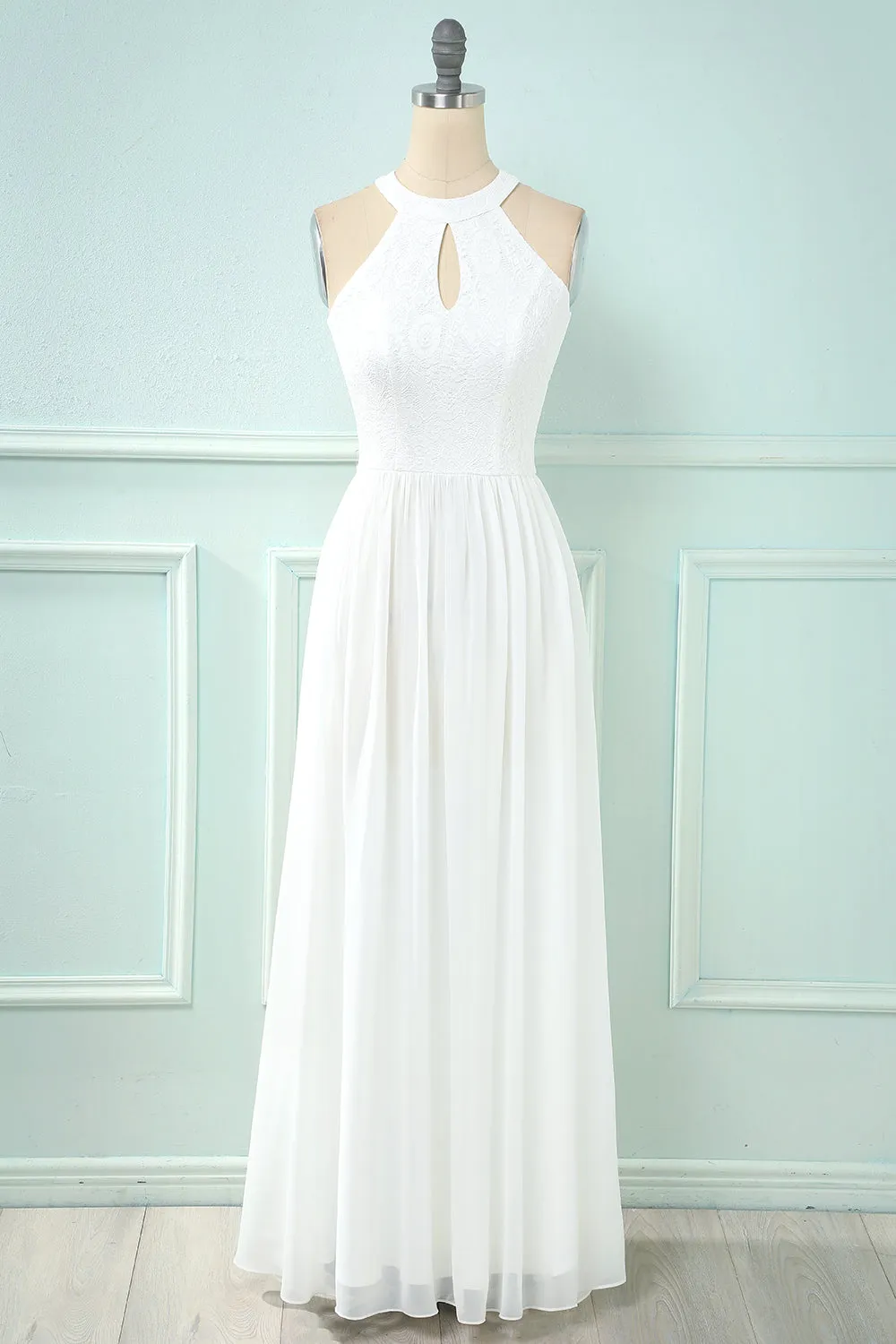 Halter Keyhole Lace Chiffon Bridesmaid Dress sold by Zapaka
