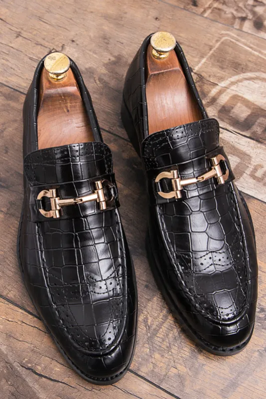 Black Slip-On Leather Monk Men's Shoes sold by Zapaka