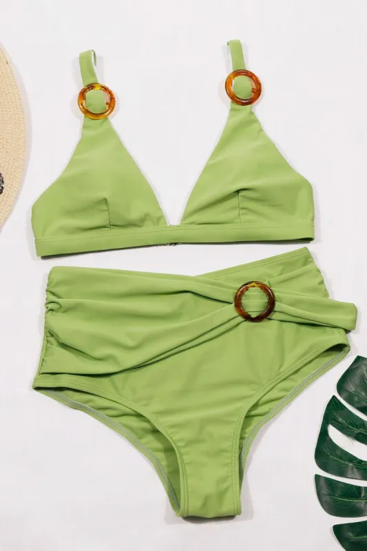 Green Two Piece High Waist Bikini Swimwear sold by Zapaka