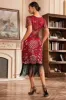 Black Champange V Neck Fringe 1920s Gatsby Dress With Sequins sold by Zapaka