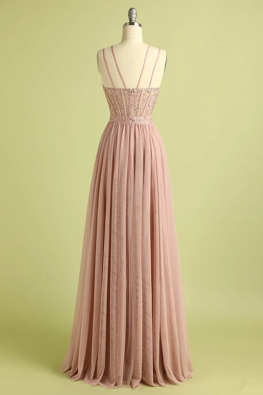 Pink Split Front Spaghetti Straps Prom Dress sold by Zapaka product image thumbnail 2