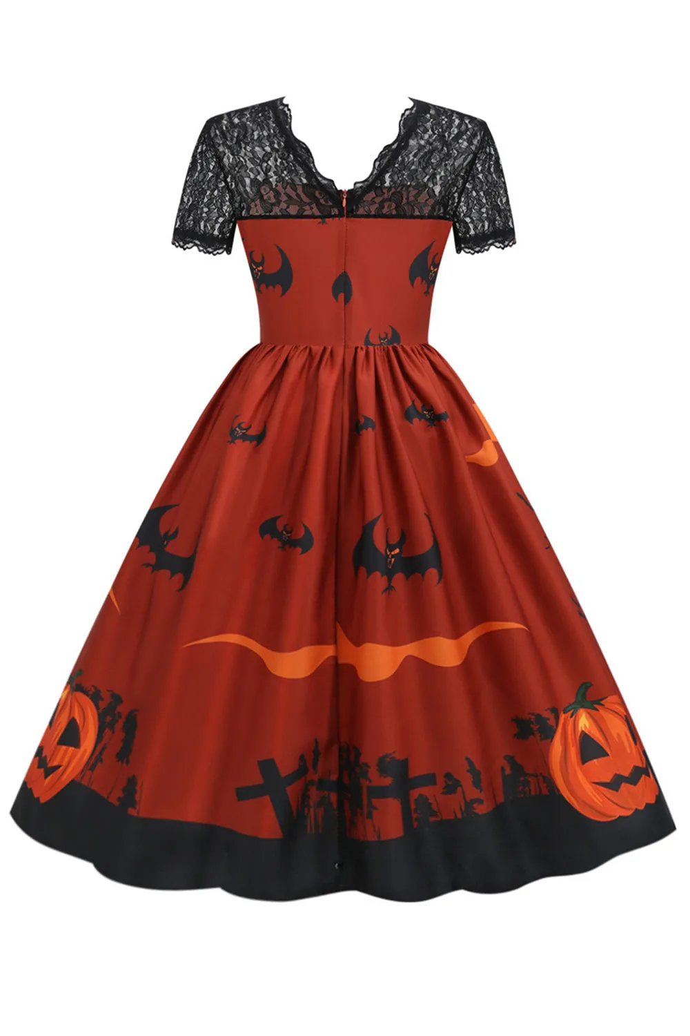 Orange Halloween Vintage Dress with Lace sold by Zapaka product image thumbnail 2