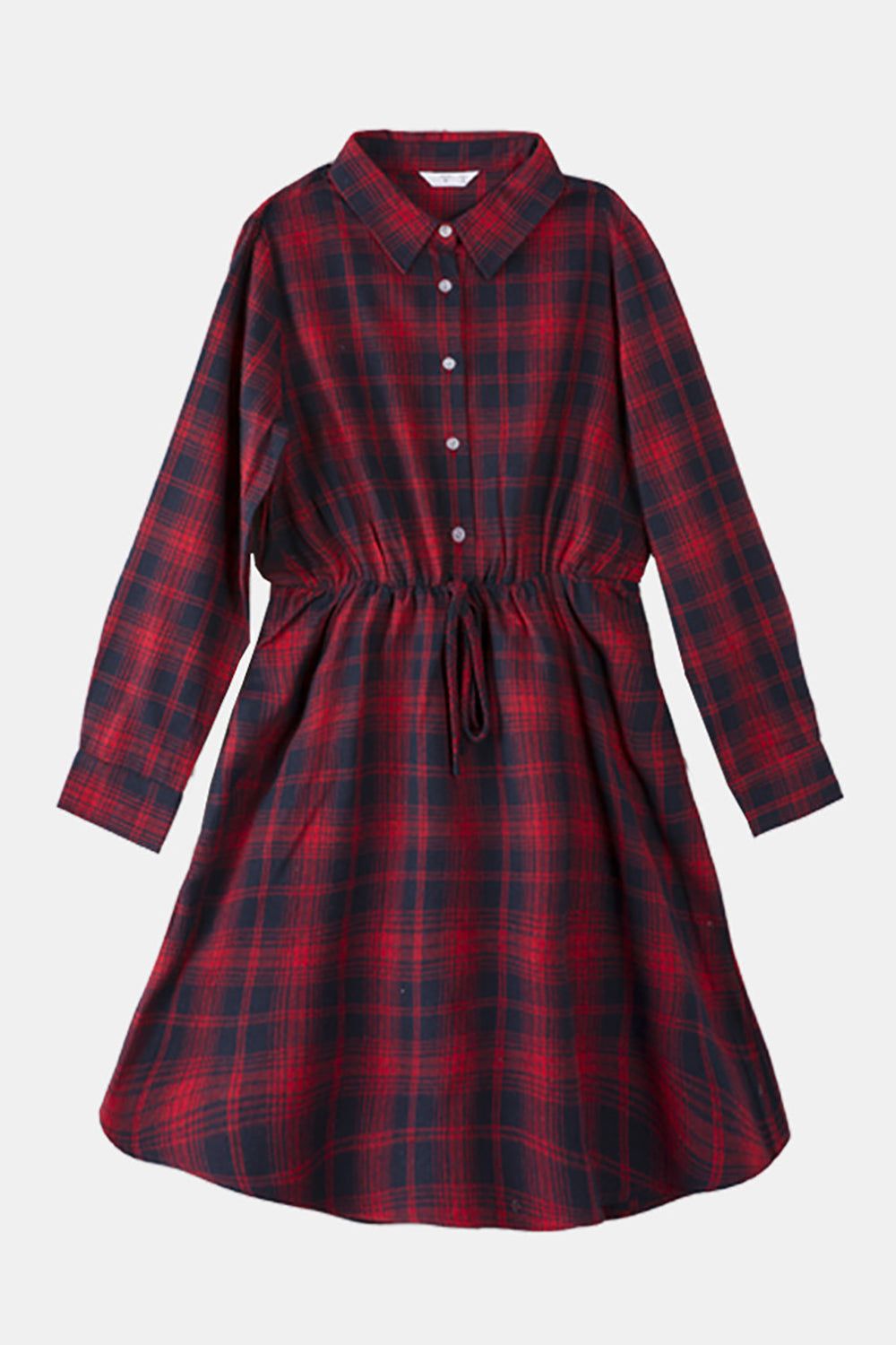 Family Matching Outfits Dark Red Plaid Bowknot Dresses and Long Sleeves T-Shirt sold by Zapaka product image thumbnail 4