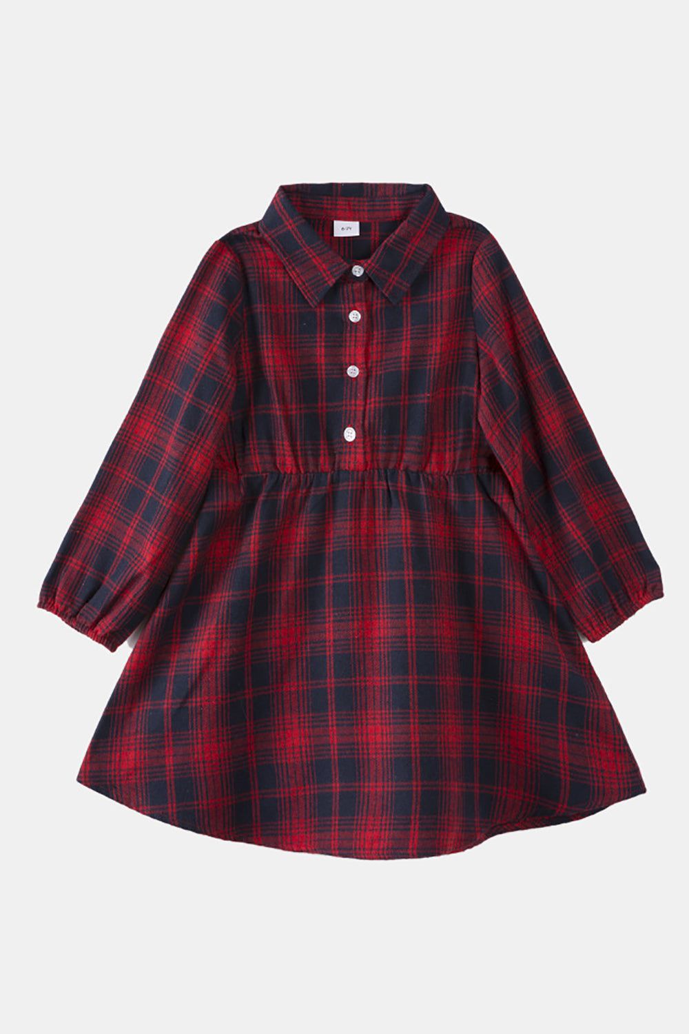 Family Matching Outfits Dark Red Plaid Bowknot Dresses and Long Sleeves T-Shirt sold by Zapaka product image thumbnail 10
