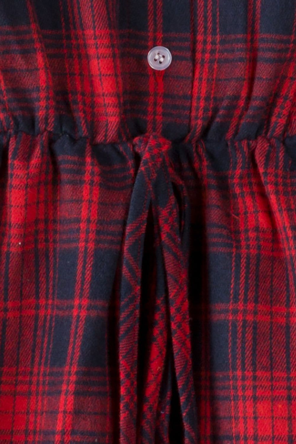 Family Matching Outfits Dark Red Plaid Bowknot Dresses and Long Sleeves T-Shirt sold by Zapaka product image thumbnail 5