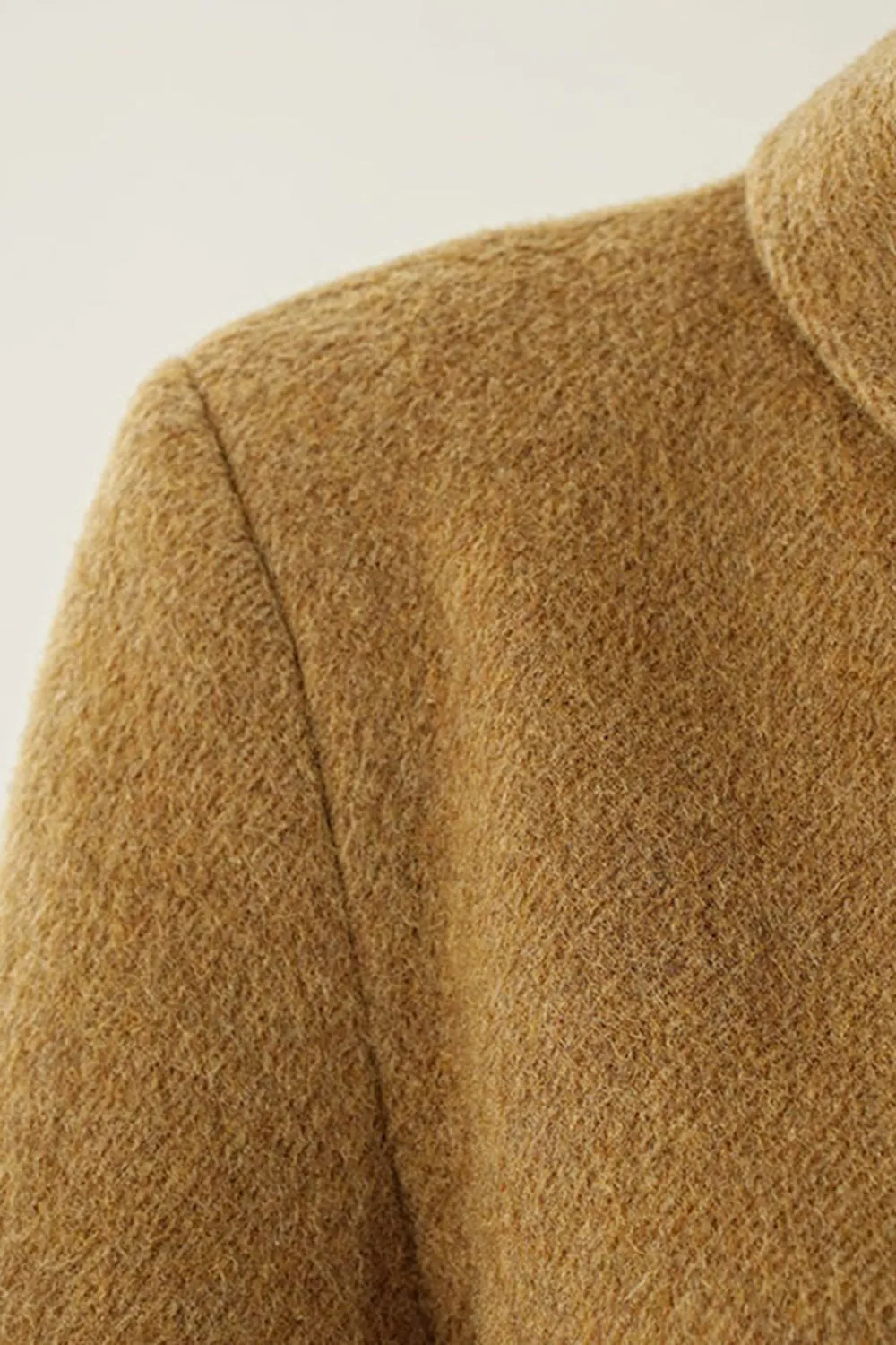 Khaki Faux Leather Wool Coat sold by Zapaka product image thumbnail 4