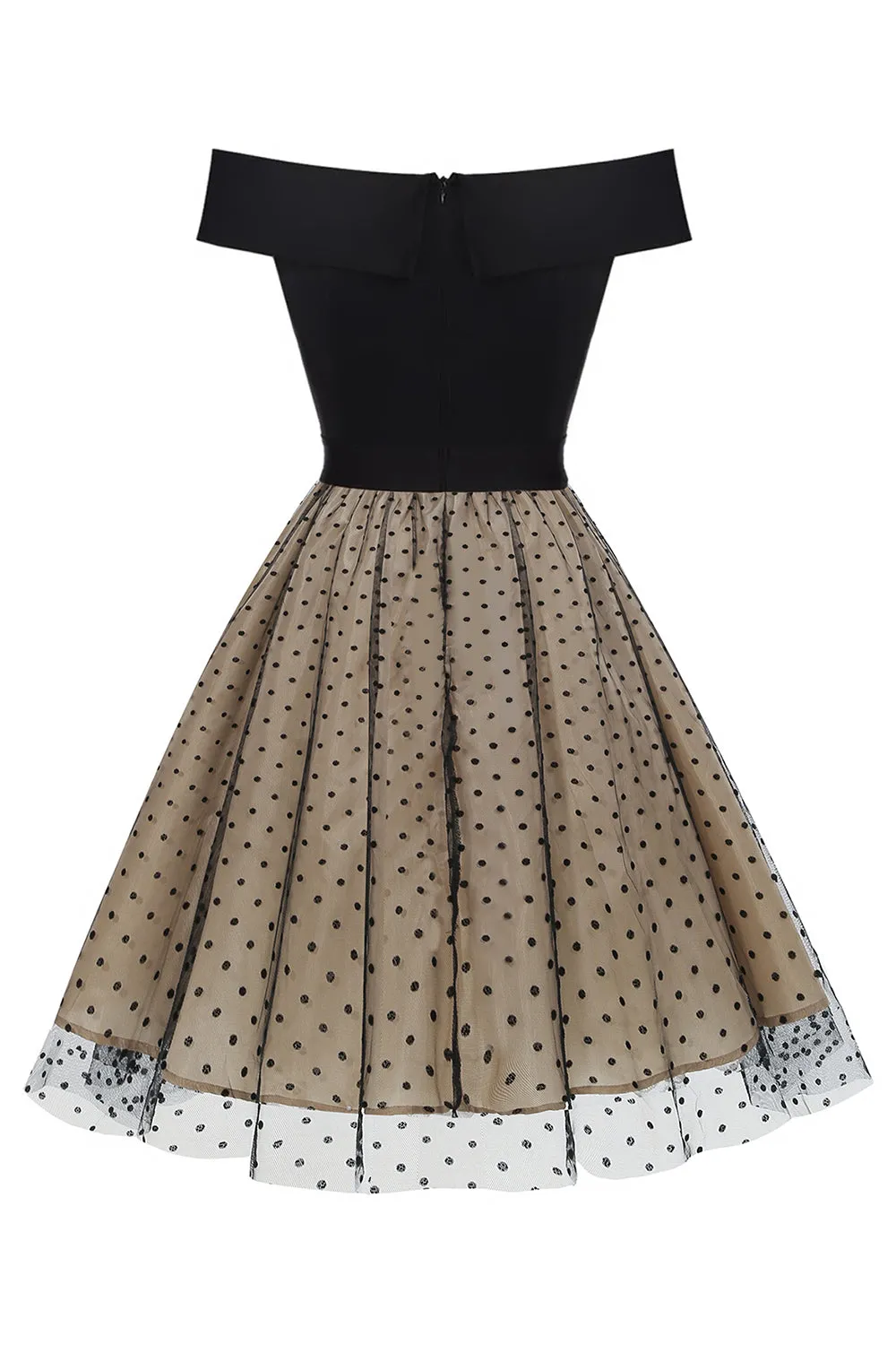 Black Off the Shoulder Polka Dots 1950s Dress sold by Zapaka product image thumbnail 2