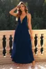 Deep V-Neck Backless Navy Formal Dress sold by Zapaka
