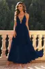 Deep V-Neck Backless Navy Formal Dress sold by Zapaka