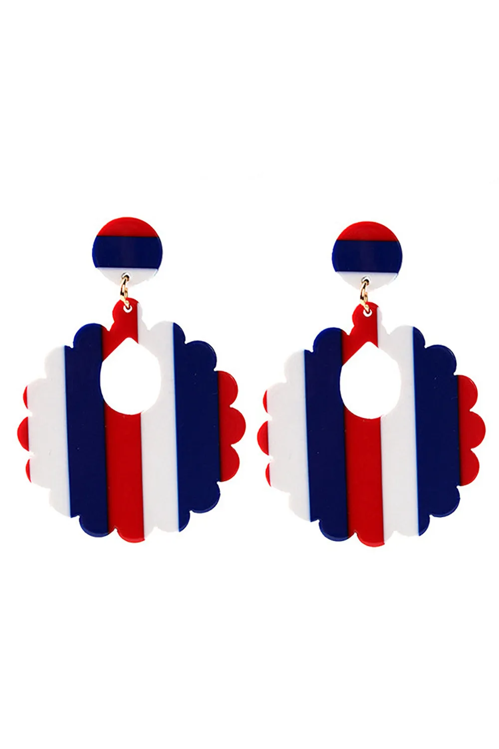 Independence Day Red White Blue Striped Earrings sold by Zapaka product image thumbnail 2