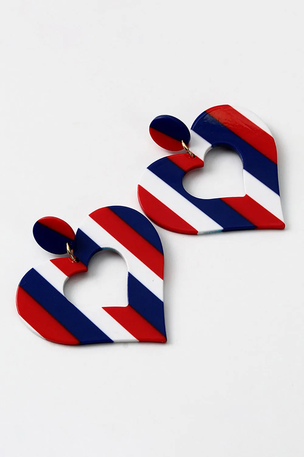 Independence Day Red White Blue Striped Earrings sold by Zapaka product image thumbnail 3