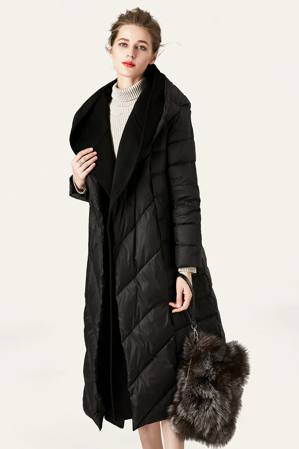 Black Button Quilted Puffer Jacket with Faux Fur Hood sold by Zapaka product image thumbnail 5