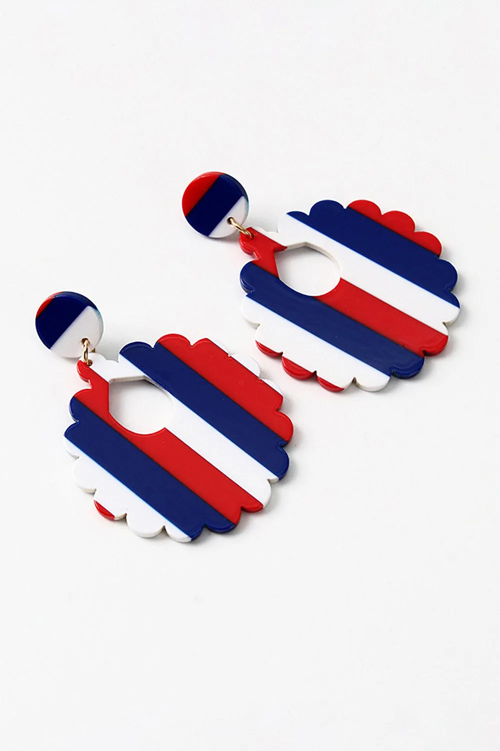 Independence Day Red White Blue Striped Earrings sold by Zapaka