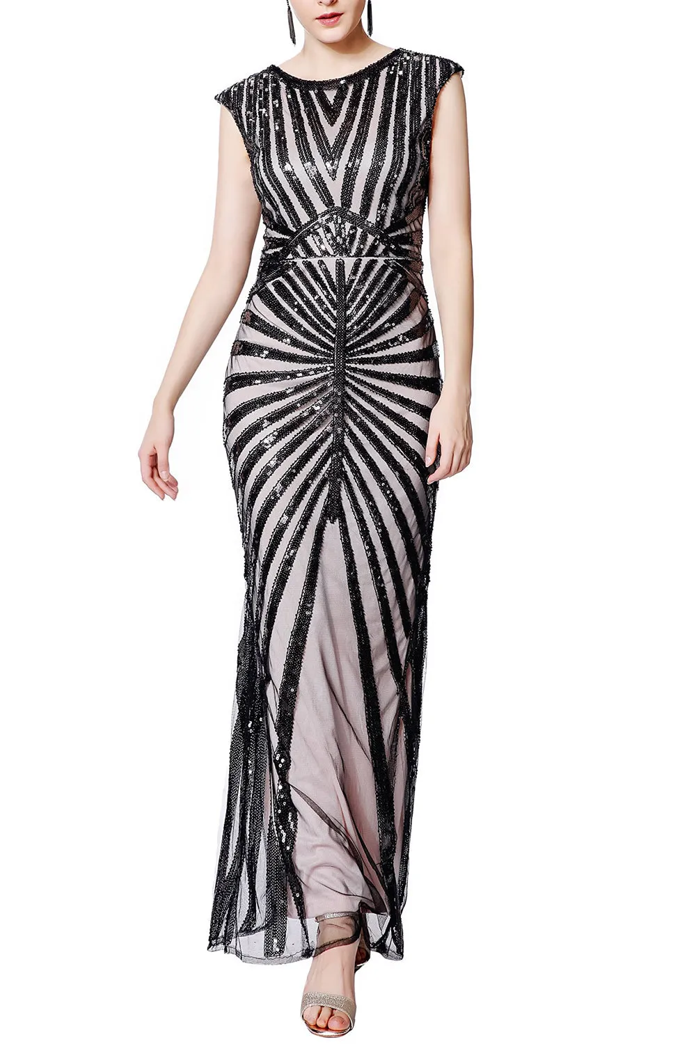 Mermaid Black 1920s Sequined Flapper Dress sold by Zapaka product image thumbnail 4