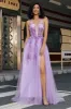 Gorgeous A Line Halter Neck Grey Purple Corset Applique Prom Dress With Accessories Set sold by Zapaka