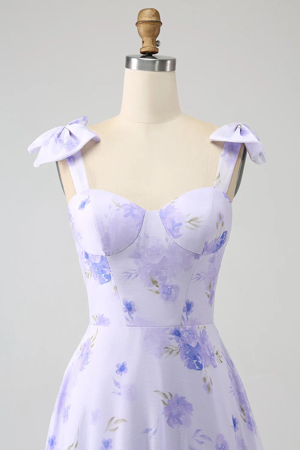 Lilac Corset Floral A-Line Long Prom Dress sold by Zapaka product image thumbnail 4
