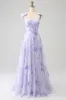 Lilac Corset Floral A-Line Long Prom Dress sold by Zapaka