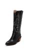 Black Stitched Chunky Heel High Western Boots sold by Zapaka