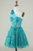 Gorgeous A Line One Shoulder Green Corset Homecoming Dress with Beaded sold by Zapaka