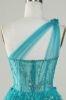 Gorgeous A Line One Shoulder Green Corset Homecoming Dress with Beaded sold by Zapaka