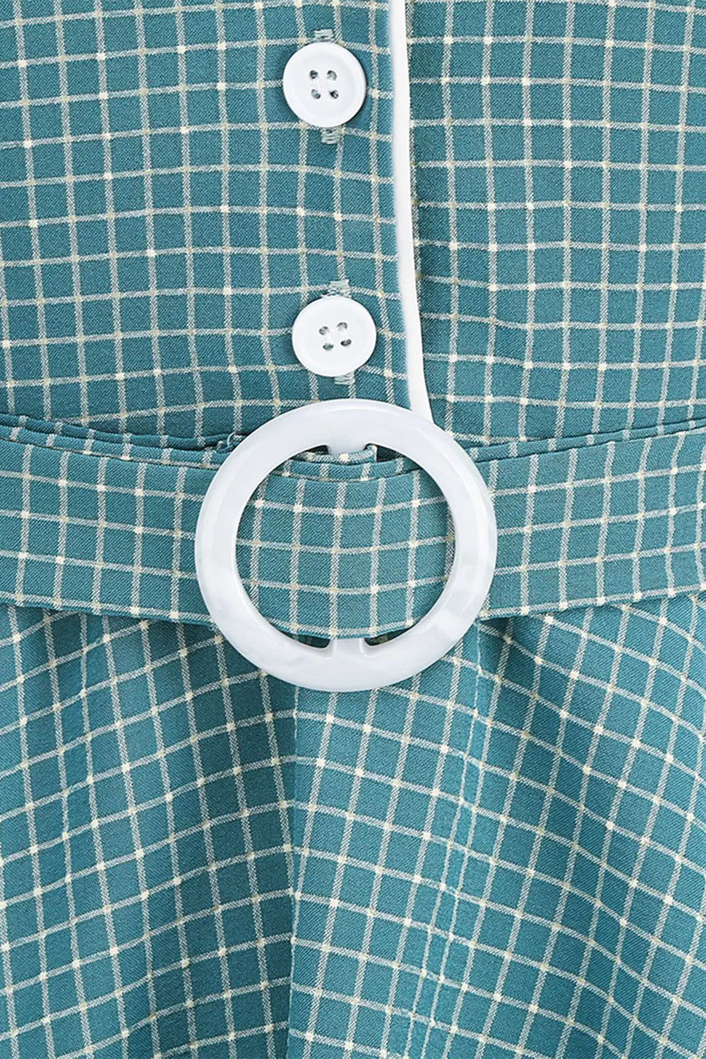 Vintage V Neck Blue Plaid 1950s Dress sold by Zapaka product image thumbnail 4