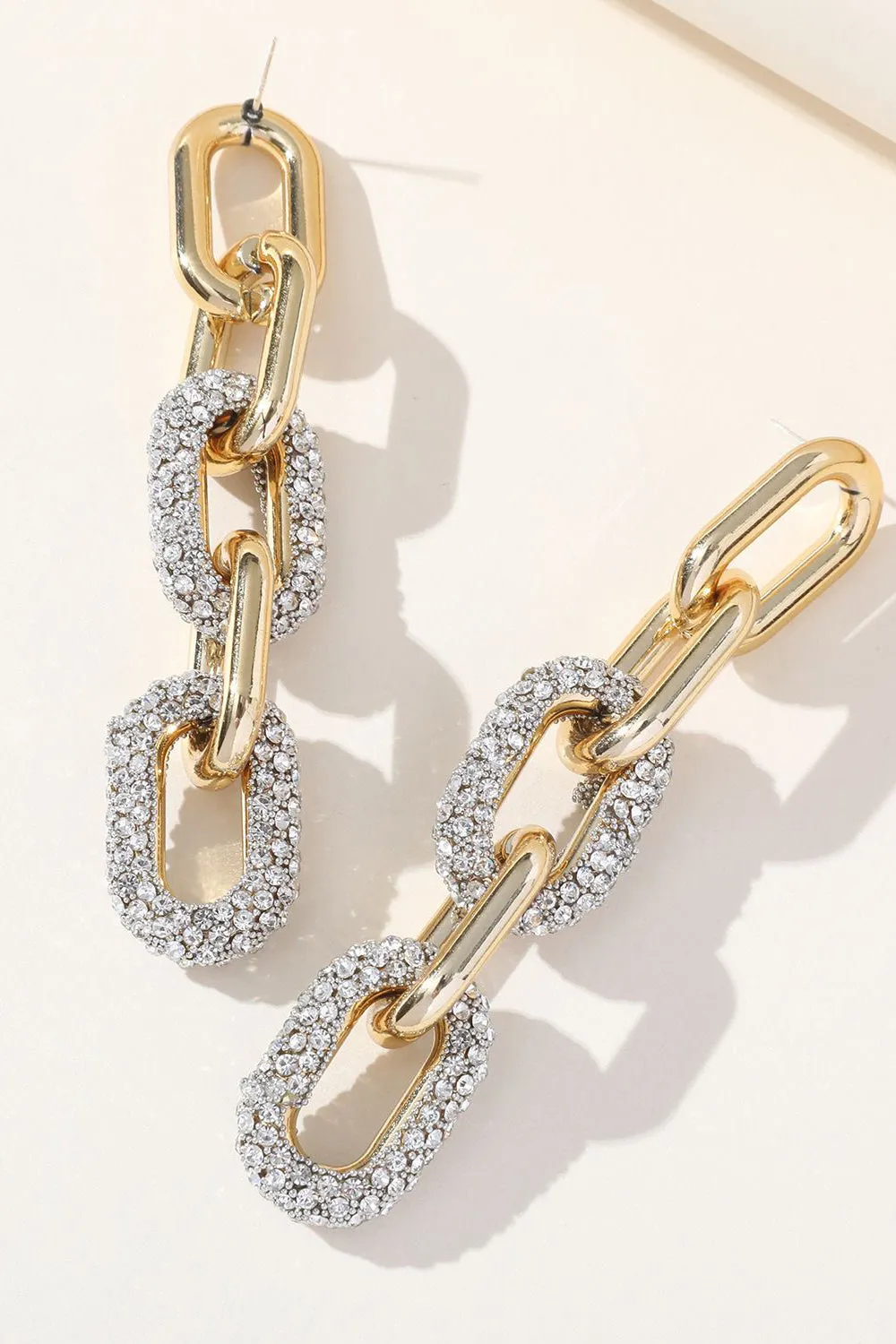Metallic Chain Rhinestones Earrings sold by Zapaka product image thumbnail 4