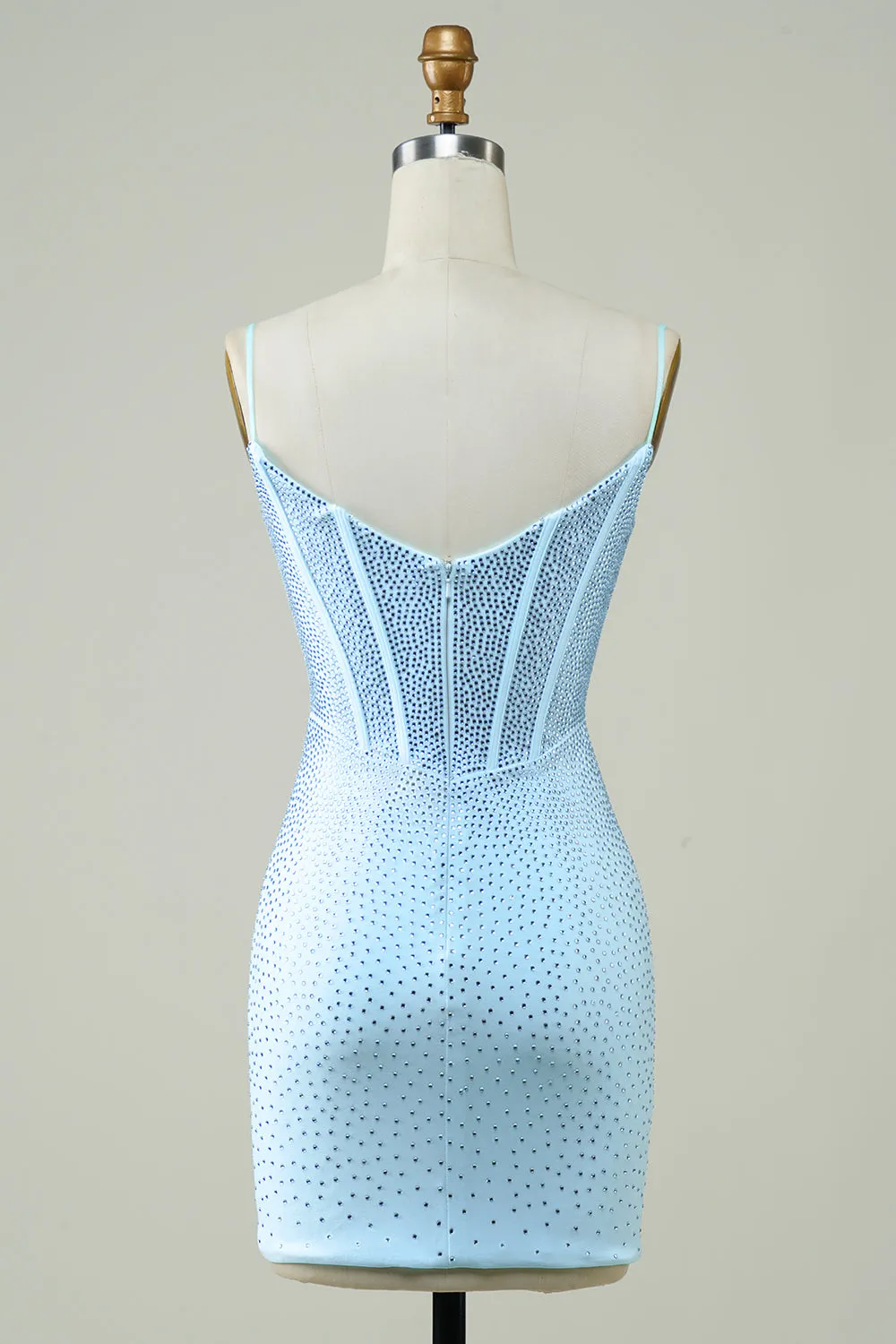 Stylish Sheath Spaghetti Straps Blue Short Homecoming Dress with Beading sold by Zapaka product image thumbnail 2