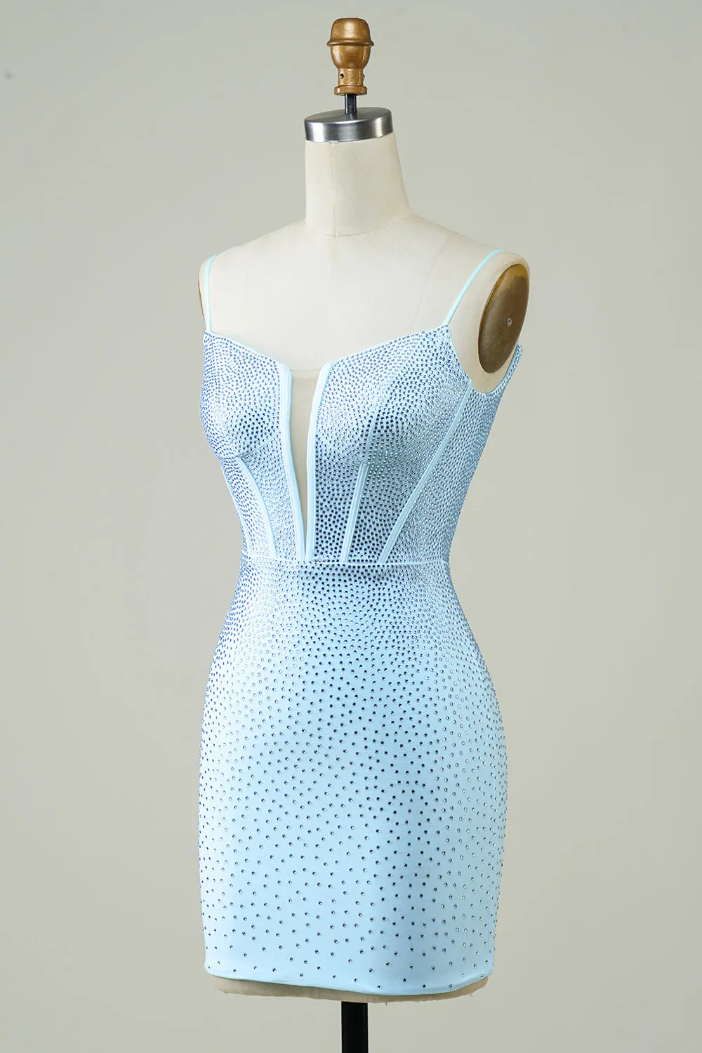 Stylish Sheath Spaghetti Straps Blue Short Homecoming Dress with Beading sold by Zapaka product image thumbnail 3