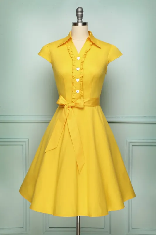Solid Lapel 1950s Swing Dress sold by Zapaka
