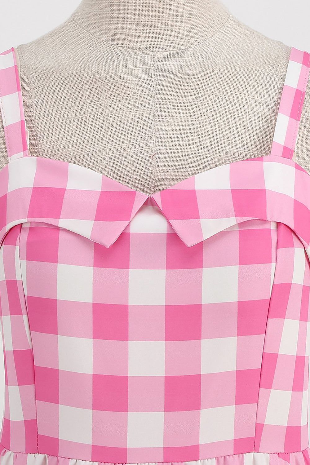 Plaid Pink Spaghetti Straps A Line 1950s Dress sold by Zapaka product image thumbnail 4