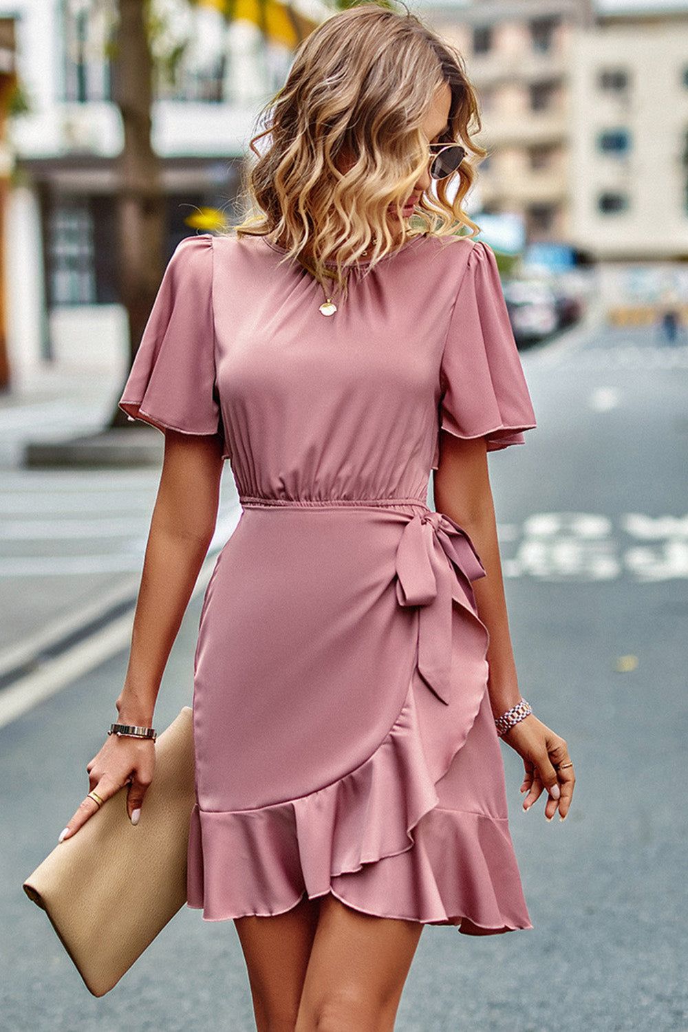 Pink Casual Summer Dress with Ruffles sold by Zapaka