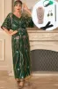 Sparkly Dark Green Flowers Sequins Long 1920s Dress with Accessories Set sold by Zapaka