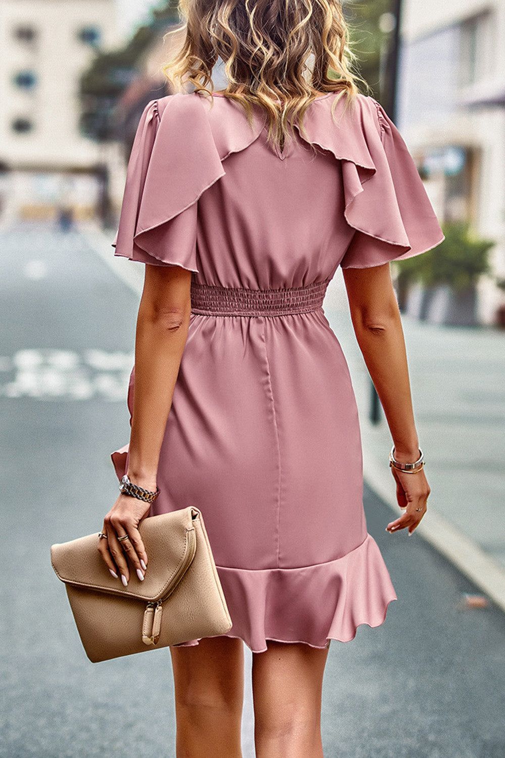 Pink Casual Summer Dress with Ruffles sold by Zapaka product image thumbnail 2