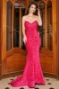 Sparkly Mermaid Sweetheart Hot Pink Sequins Long Prom Dress sold by Zapaka