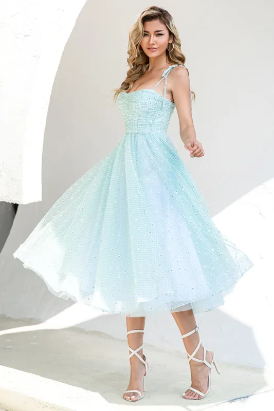 A Line Spaghetti Straps Light Green Prom Party Dress sold by Zapaka