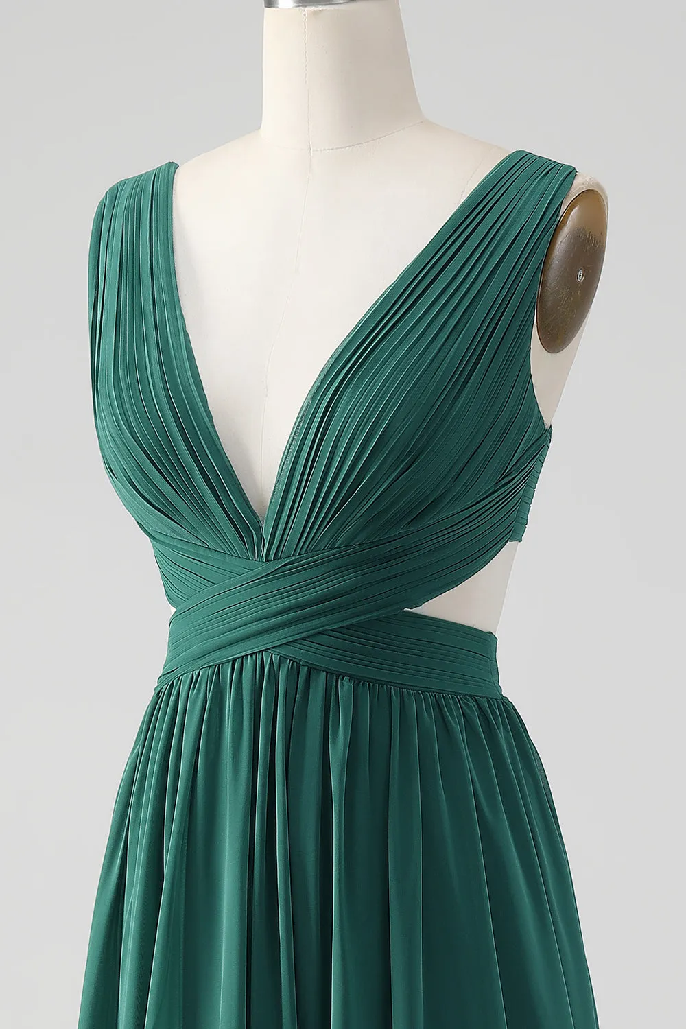 Dark Green A Line Chiffon Long Bridesmaid Dress with Lace Up Back sold by Zapaka product image thumbnail 5
