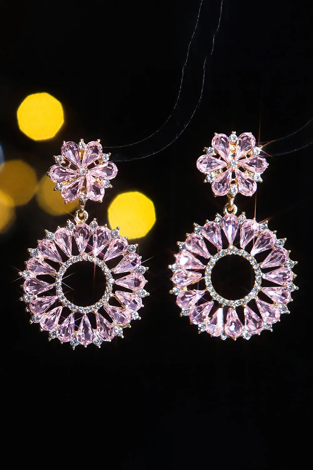 Red Fashionable Rhinestone Flower Earrings sold by Zapaka product image thumbnail 3