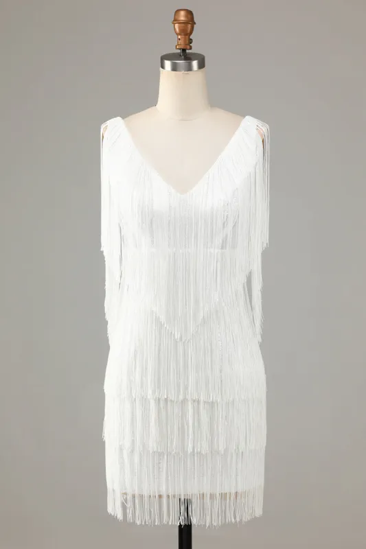 Pretty V-Neck Cross Back Mini Homecoming Dress With Tassel sold by Zapaka