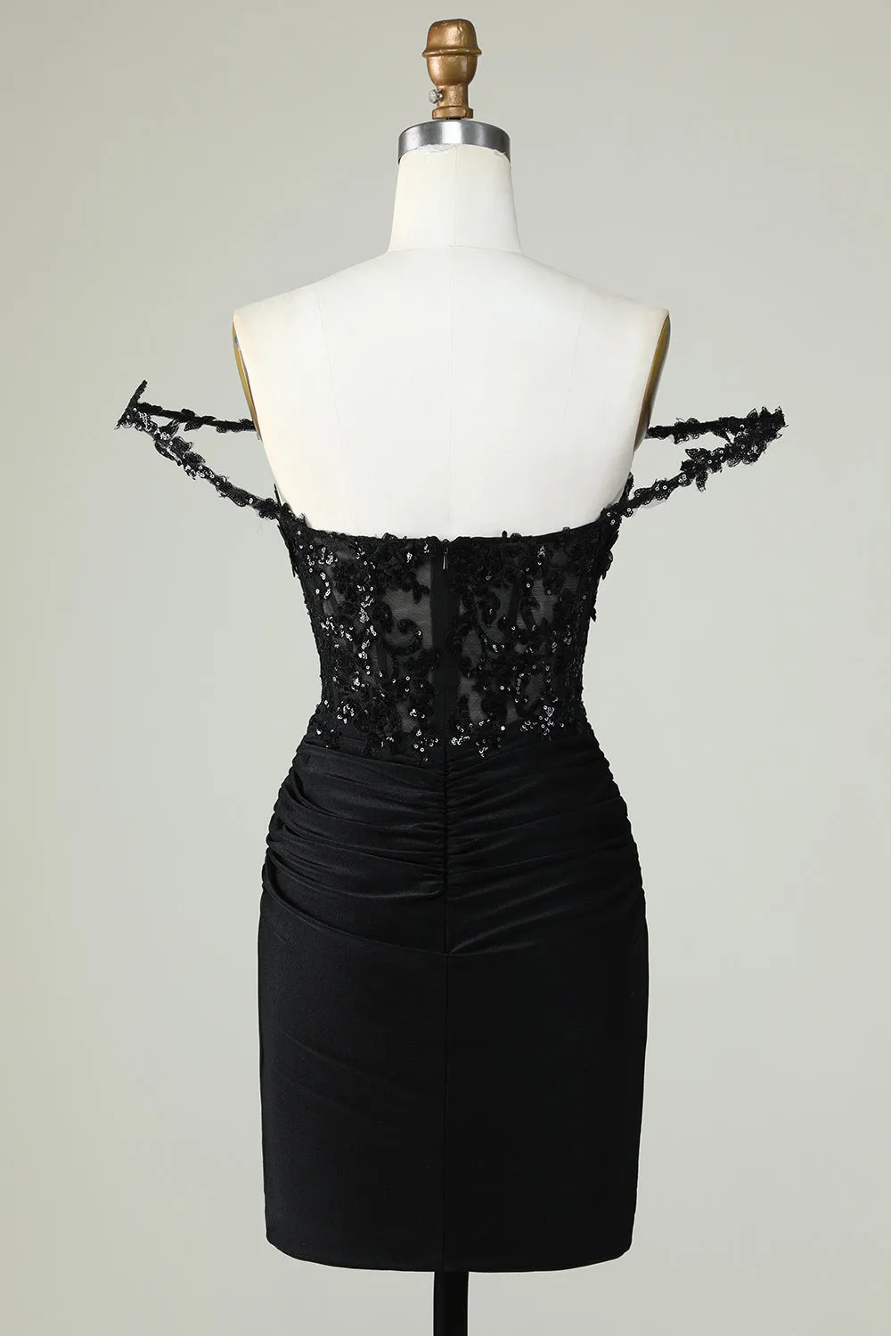 Sheath Spaghetti Straps Black Short Homecoming Dress with Appiques sold by Zapaka product image thumbnail 5