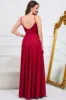 A Line Spaghetti Straps Burgundy Long Bridesmaid Dress sold by Zapaka
